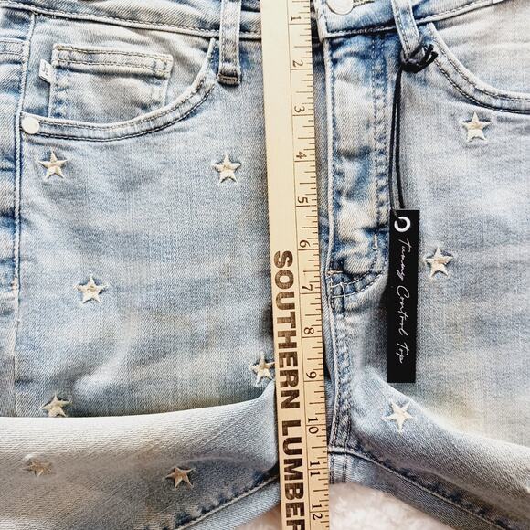 Jeans Women 7/28 High Waist Judy Blue Star Embroidered Light Wash Whimsycore - Picture 8 of 16